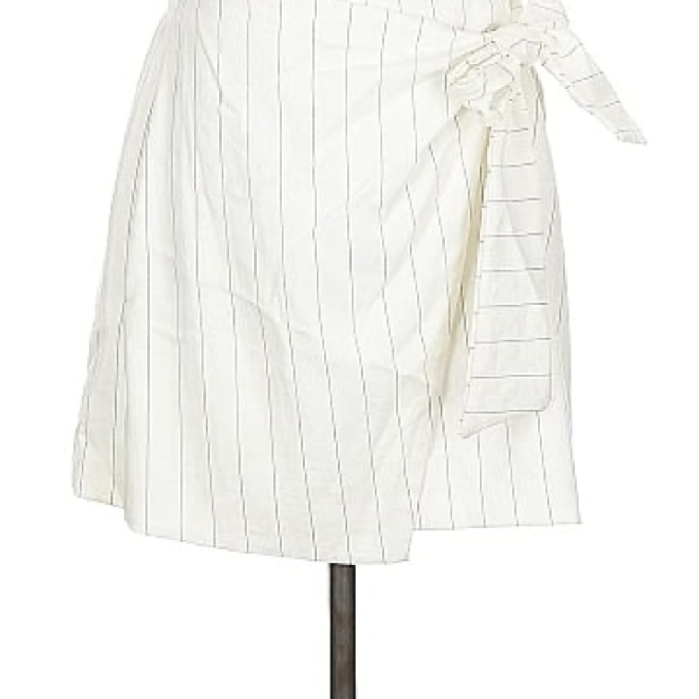 Maison D'Amelie Linen Wrap Striped Mini Skirt